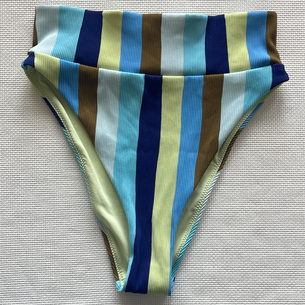 Aerie Striped Bikini Set - Blue, Green, Brown - Picture 7 of 11